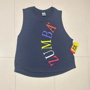 Zumba Fitness Women's Dark Blue Muscle Tee with Colorful Logo